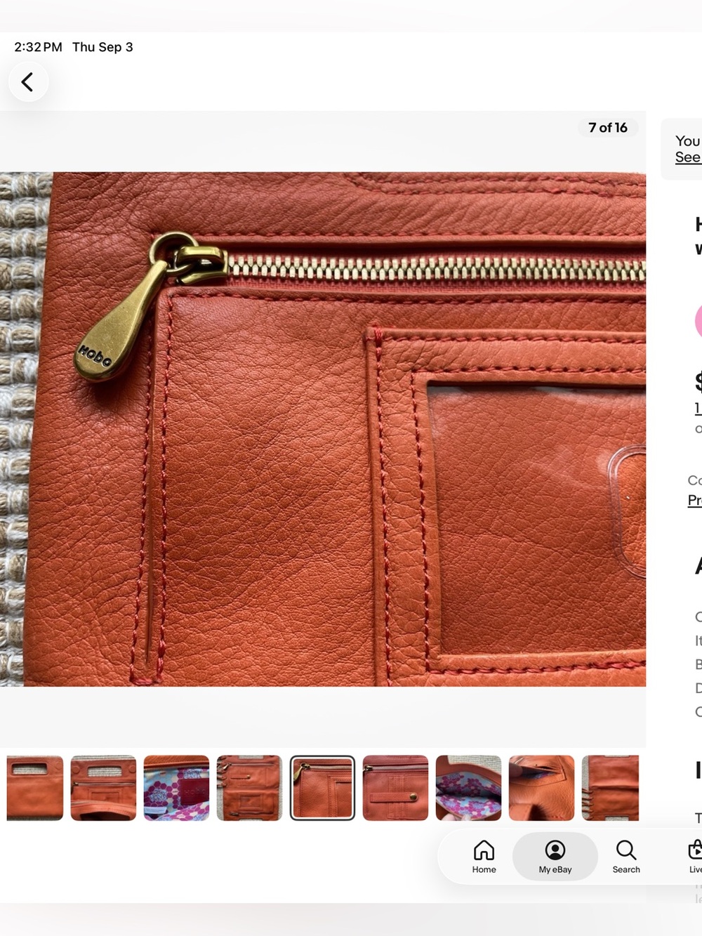 HOBO Sunny Orange Leather Fringe Clutch - Picture 7 of 16